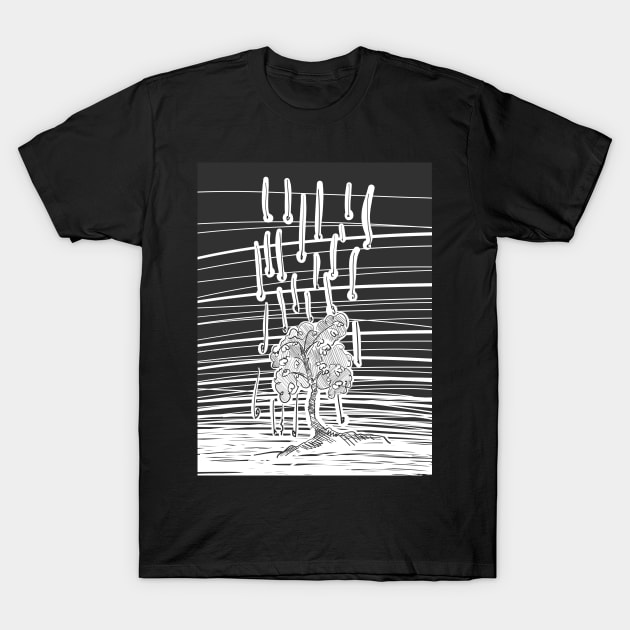 Woodcut tree illustration falling embers T-Shirt by SubtleSplit